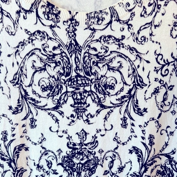 Talbots Womens Black and White Floral Print Sweater Cotton Size M - Picture 3 of 6